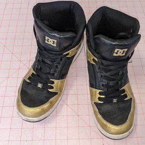 DC Skater Shoes Gold Black Leather Men's Size 10